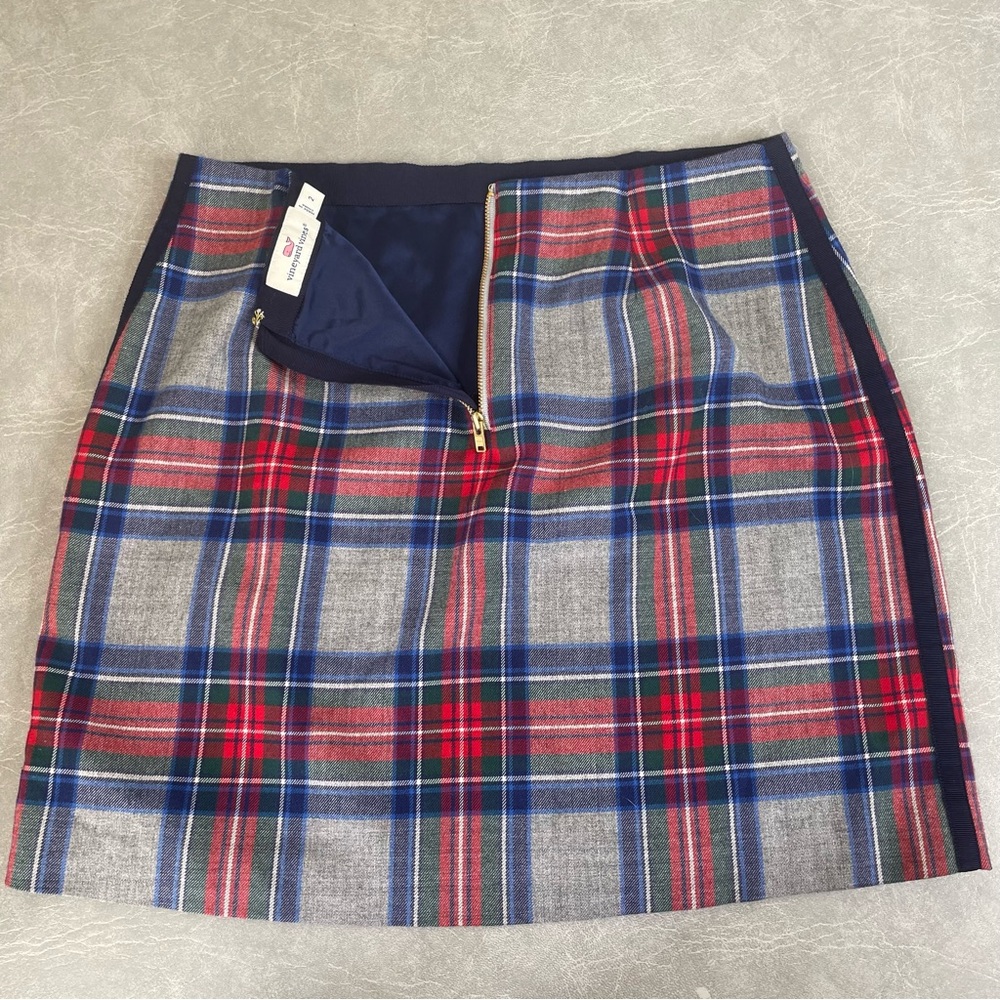 Vineyard Vines Jolly Plaid Postage Stamp Mini Skirt in Gray, Red & Blue - Picture 7 of 8